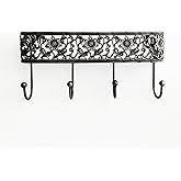 MUYUSEN Key Holder for Wall,Vintage Metal Key and Mail Holder Wall Mount, Decorative Entryway Key Rack with Hooks for Keys, Mail, Hats, Bags