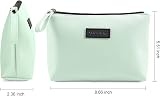 Maange Small Cosmetic Bag 2 Pcs Green Blue PU Leather Travel Pouch with Handle view 8