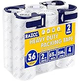 RAZCC Clear Packing Tape, 36 Rolls Heavy Duty Packaging Tape with Dispensers for Packing Shipping Moving and Sealing, Thicker Packing Tape-2" x 65 Yards Per Roll, 2340 Total Yards