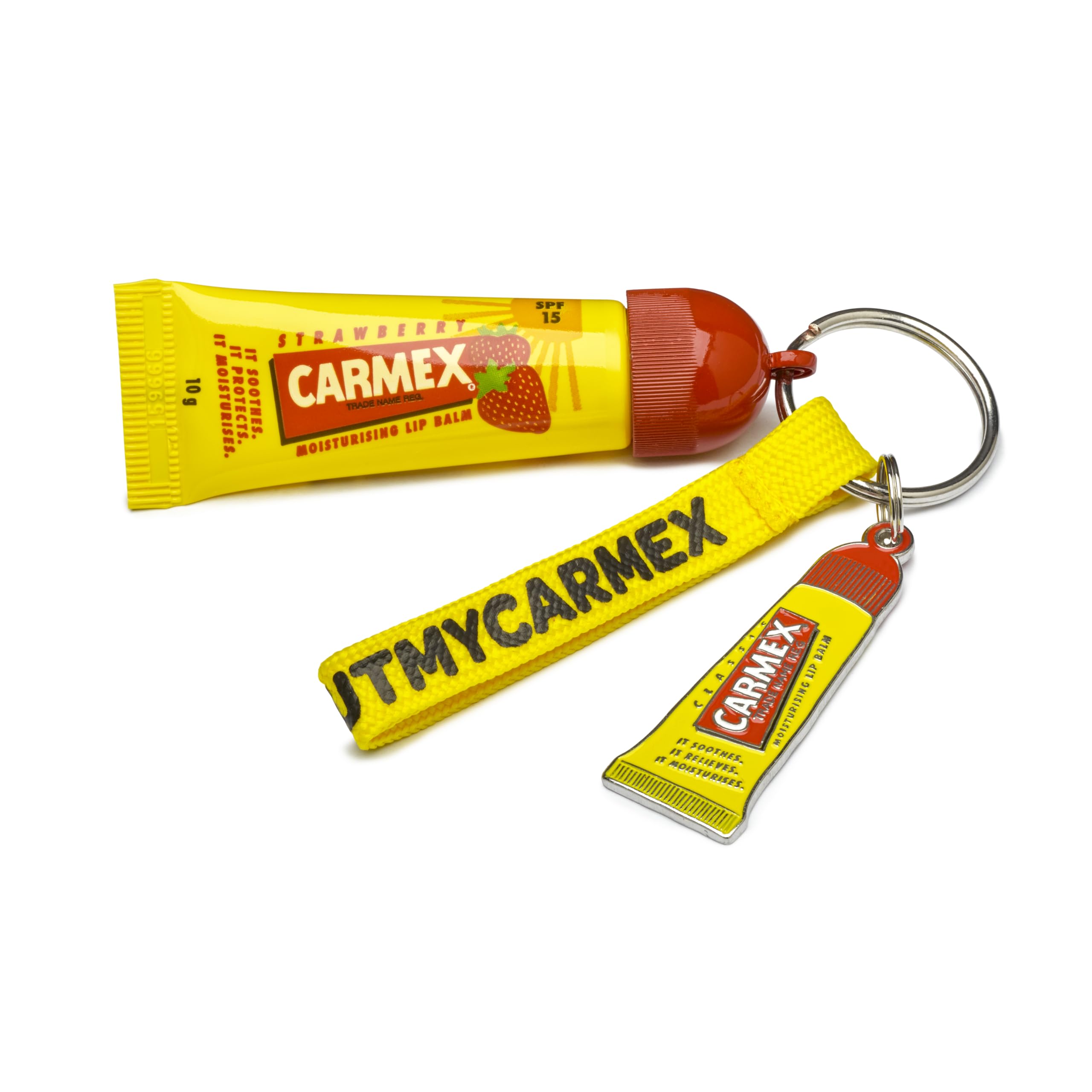 CARMEX Limited Edition Keyring Set with Strawberry Lip Balm Tube | Softens & Hydrates Lips