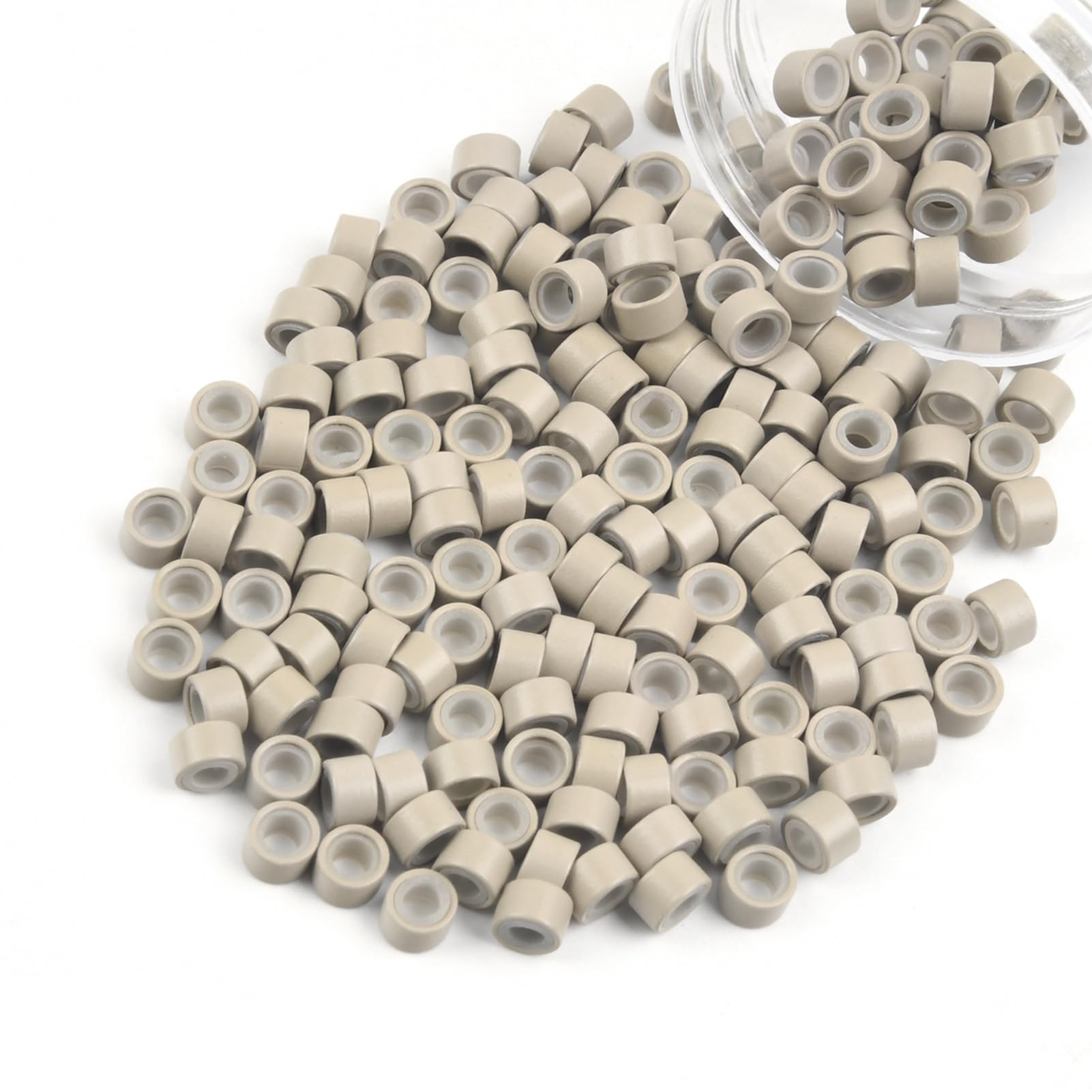 Vlasy 200 Pcs Silicone Micro Rings for I Tip Hair Extensions 5mm Micro Nano Beads Micro Links Hair Beads (Gray Blonde) — image 1