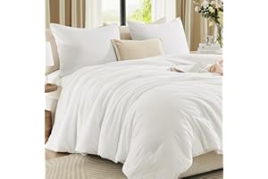 WRENSONGE White Comforter Full Size, 3 Piece Soft Microfiber Full Size Comforter Sets(1 Full Size Comforter with 2 Pillow Shams) - Warm Bedding Set Full Suitable for All Seasons