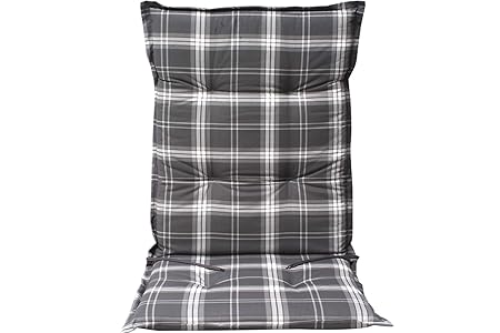 Posten Börse Auflage Gartenstuhl BORKUM Grau/Weiss kariert Niedriglehner