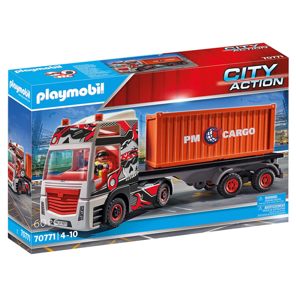 Playmobil City Action 70771 Truck with Cargo Container, RC-compatible, for Children Ages 4+