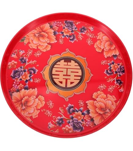 BAIWOVIS 2Pcs Chinese Wedding Favor Candy Plate, Traditional