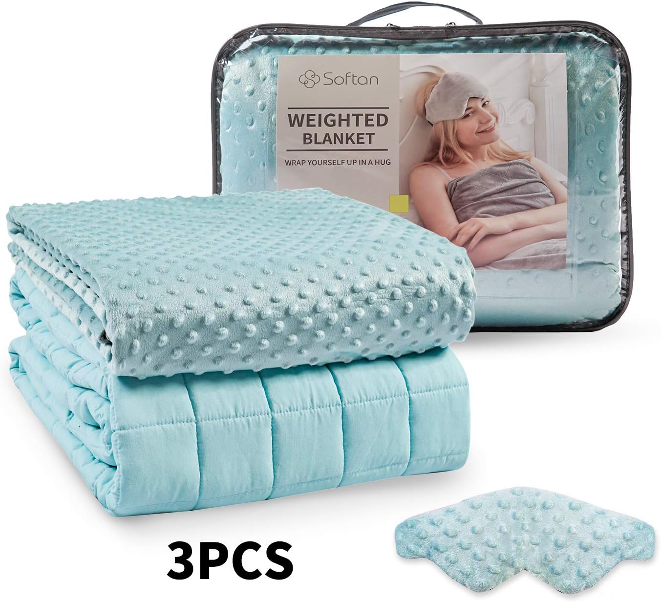 softan Weighted Blanket Sleep Set（150x200cm,6.8kg） Removable Cover