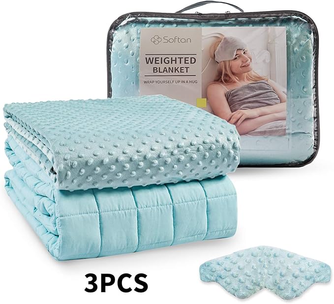 Weighted Blanket Sleep Set（60''x80'' 15Lbs） Removable Cover, Weighted