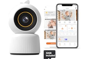 Cheego Smart Baby Monitor with Camera and Audio including 32GB TF Card,2K HD Secure WiFi Smartphone Baby Monitors with App, 2-Way Talk, Super Night Vision, Humidity & Temperature Sensor, Cry Detection