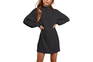 Virmoku Girls Oversized Sweater Dress Turtleneck Batwing Sleeve Winter Long Kids Casual Sweaters for Girls Dresses