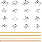 JOYLIT CCT LED Strip Connector Kit, 10MM/0.39IN Transparent Solderless Connectors 8Pcs Strip to Wire, 4 Pcs L Corner Connector, 4Pcs Strip to Strip, 4 Pcs Extension Cable