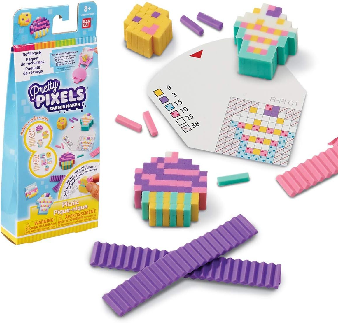 BANDAI Pretty Krazy Pixels Eraser Factory Refill Kit Random Model