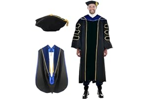 Gradois Deluxe Graduation Gown and Hood with Gold Piping - Doctoral Regalia