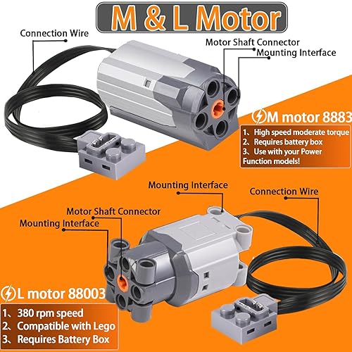 9-in-1 Motor Set Technic Motorized Kit Compatible with Lego: Power Function  Battery Box, Technic Remote Contro
