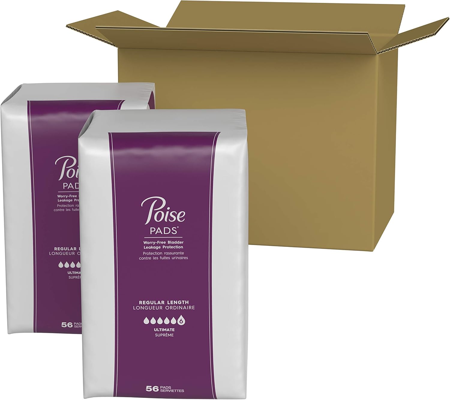 Poise Incontinence Pads, Ultimate Absorbency, Regular Length, 112 Count (2 Packs of 56) (Packaging May Vary): Health & Personal Care