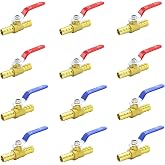 3/4" PEX Ball Valve, 12-Pack Crimp Brass Shut-Off Valve for Hot/Cold Water | Lead-free brass, 400 PSI. Full port, 90&deg; turn. Fits PEX A/B/C crimp &amp; clamp. 6 red + 6 blue handles ID hot/cold.