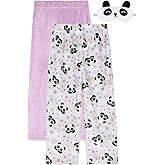 Saint Eve Kids Girls Fuzzy 2 Pack Pajama Pants & Matching Sleep Mask - Super Soft Fleece - Sleep & Lounge PJ Pants for Kids