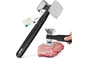 Spring Chef Meat Tenderizer Tool - Heavy Duty Aluminium Chicken Meat Mallet for Cooking - Dual Sided Food Hammer - Kitchen Beater for Steak and Beef - Meat Pounder Flattener with Soft Grip Handle