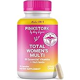 Pink Stork Total Women's Multivitamin - 19 Essential Vitamins for Women & Nutrients – Energy, Metabolism, Hormone, Immune & Mood Support – B6, B12, Biotin, Iron & Zinc – 30 Capsules