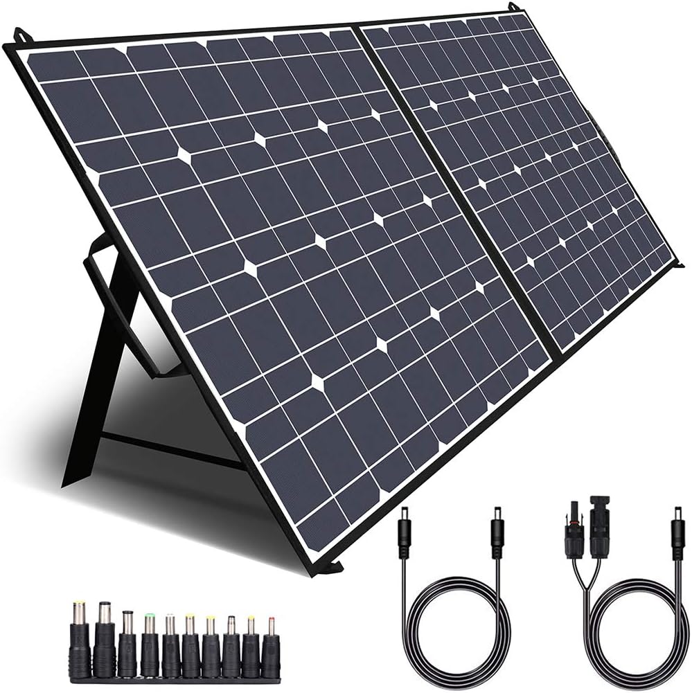 TWELSEAVAN 100W Portable Foldable Solar Panel Charger for Jackery Explorer 160/240/500 Power Station/Suaoki/Goal Zero Yeti/Rockpals/Kyng Power Solar Generator, with USB QC3.0 Port, USB Type C Port: Home Audio & Theater