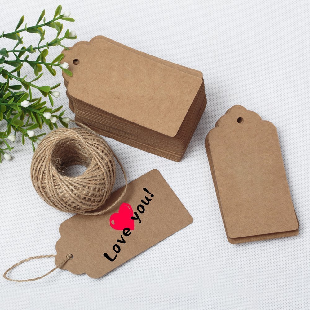 100 Etichette Regalo In Carta Kraft Con Foro - Diametro 5 Cm - Per Prezzi, Vendite, Artigianato, Bomboniere E Sacchetti Regalo - Versatili Per Ogni Occasione