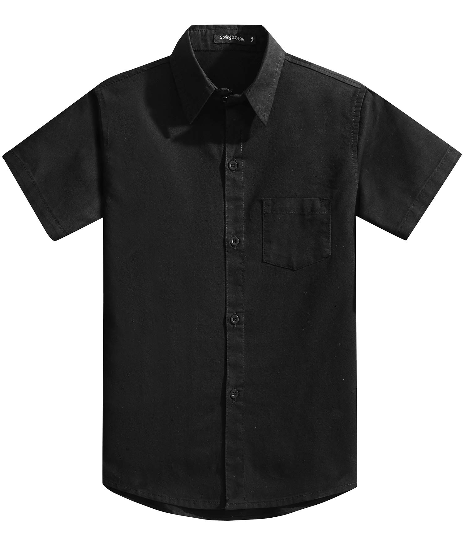 Photo 1 of Spring&Gege Toddler Boys' Short Sleeve Dress Shirts Formal Uniform Woven Solid, Black, 3 Years