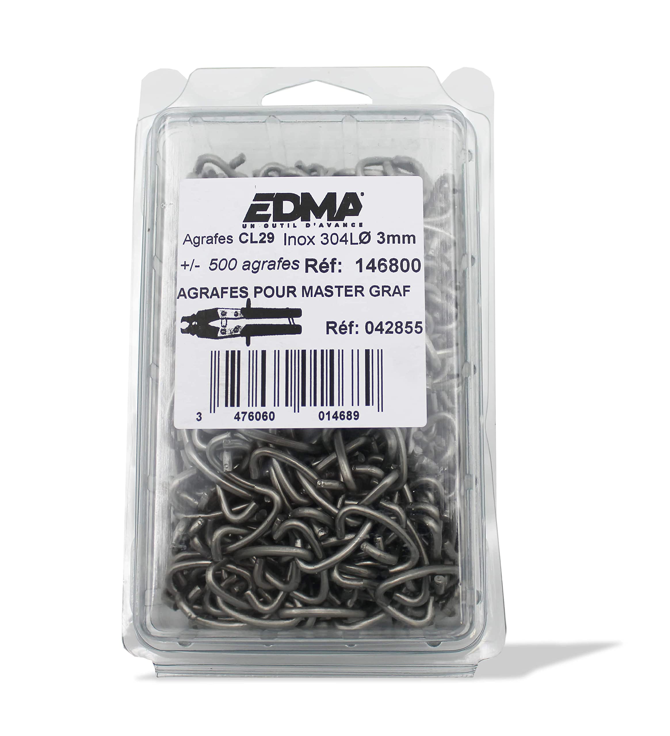 Edma 146800 Clip CL 29-Stainless Steel AISI 304-x 500 pcs,