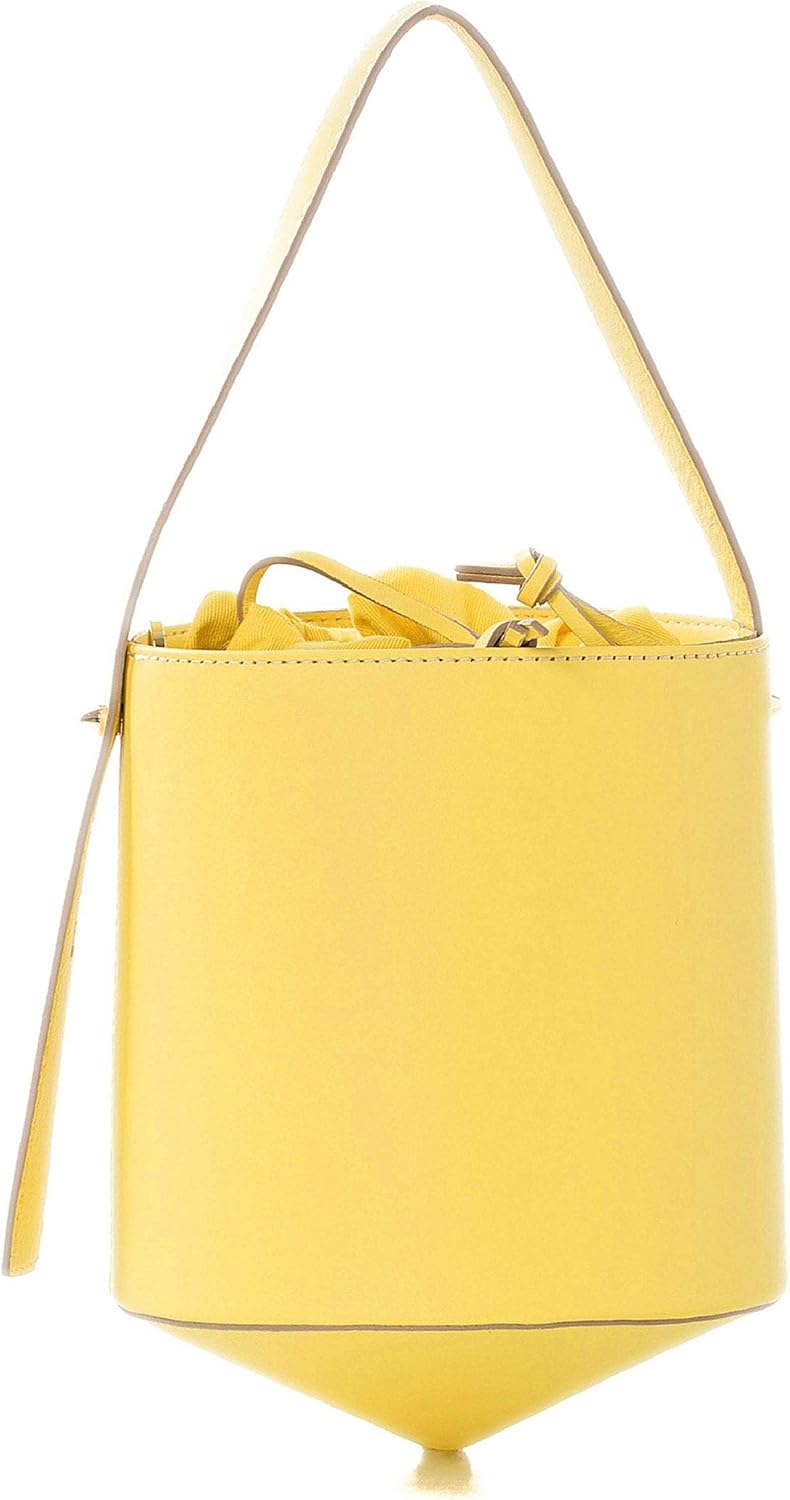 yellow leather bucket bag