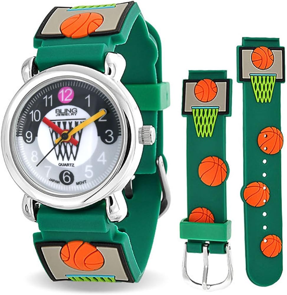 Bling Jewelry Baloncesto Deportes Impermeable Reloj Pulsera Cuarzo ...