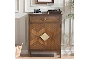 Ahokua Sideboard Buffet Cabinet with Doors, Accent Cabinet with Drawer Mid Century Modern Credenza with Storage, Farmhouse Coffee Cabinet for Kitchen, Hallway, Entryway, Living Room, Retro Brown