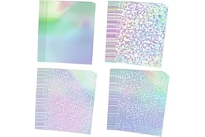 QTLCOHD 100 Pcs Holographic Sticker Paper A4 Size Self Adhesive Holographic Laminate Sheets Waterproof Clear Vinyl Laminate F
