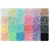 VOOMOLOVE 24 Colors 6/0 (4mm) Glass Seed Beads Kit - 4300Pcs Loose Beads with 24-Grid Storage Box | Adult DIY Supplies for Bracelet Jewelry Making
