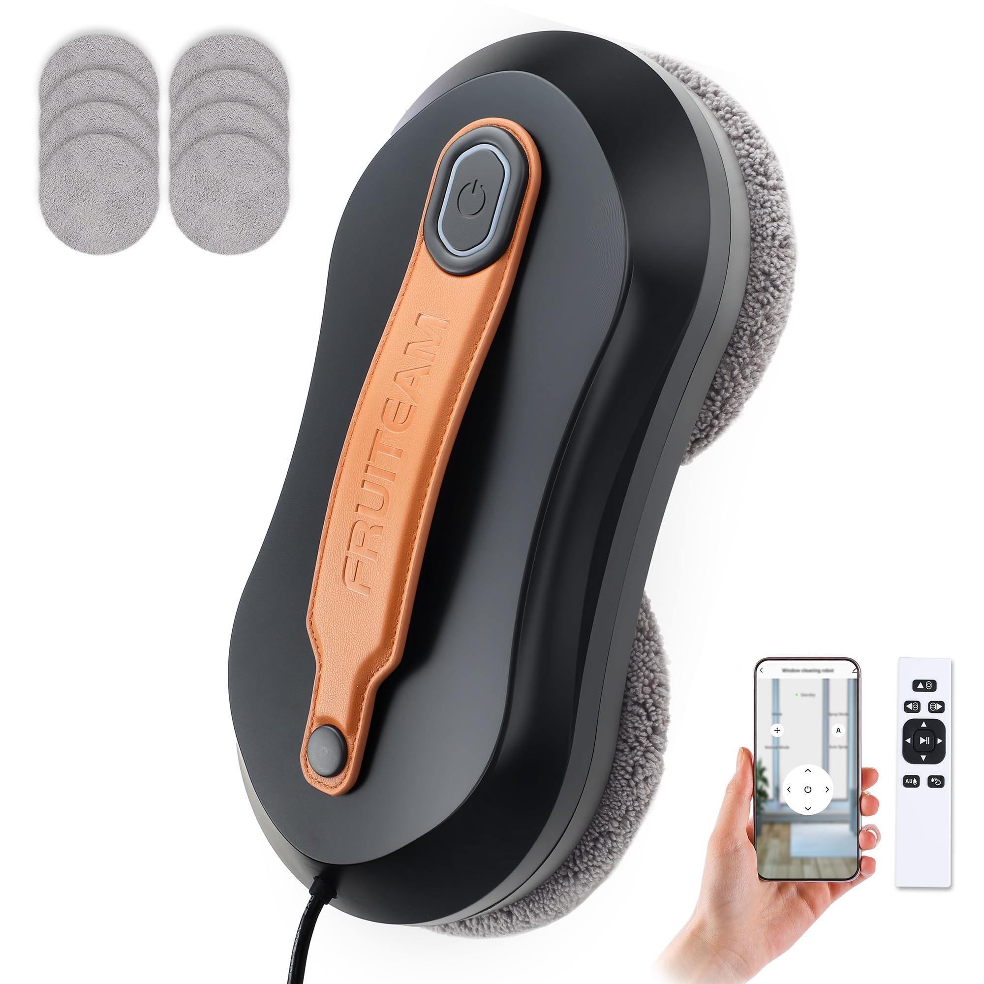 Photo 1 of FRUITEAM Window Cleaning Robot with Dual Water Spray, APP and Remote Control, Automatic Window Cleaner with Leather Belt for Frame Glass, Triple Safety System, Smart Path Detection