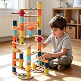 UDEAS 146pcs Bamboo Marble Runs Building Construction Toy Set with Musical Ball, Simple Maze for Children Age 4+