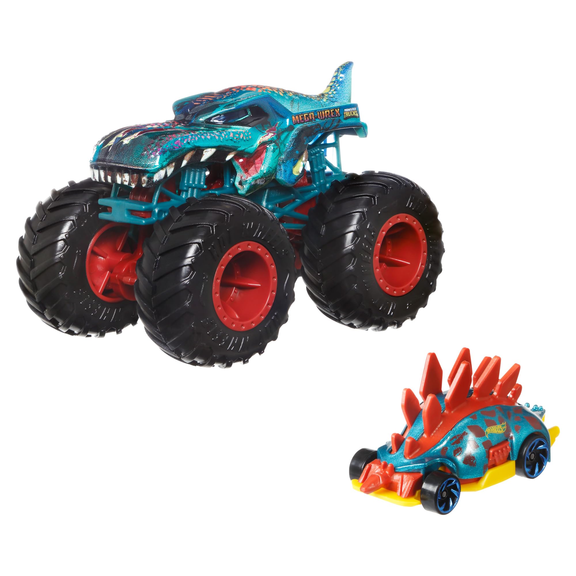 Hot Wheels Monster Trucks Toy Vehicle Truck Crash Squad Mega Wrex + Motosaurus for Kids Ages 3 and Up