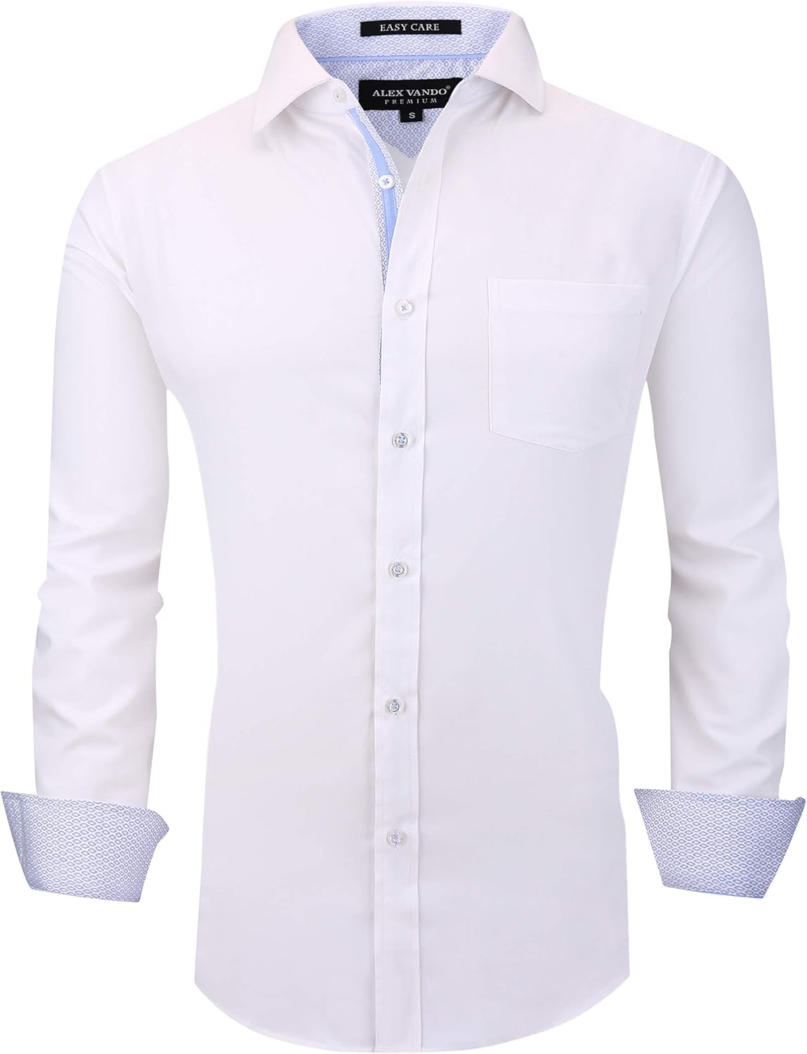 Alex Vando Mens Dress Shirts Wrinkle Free Regular Fit Stretch Bamboo Men Shirt at  Men’s Clothing store