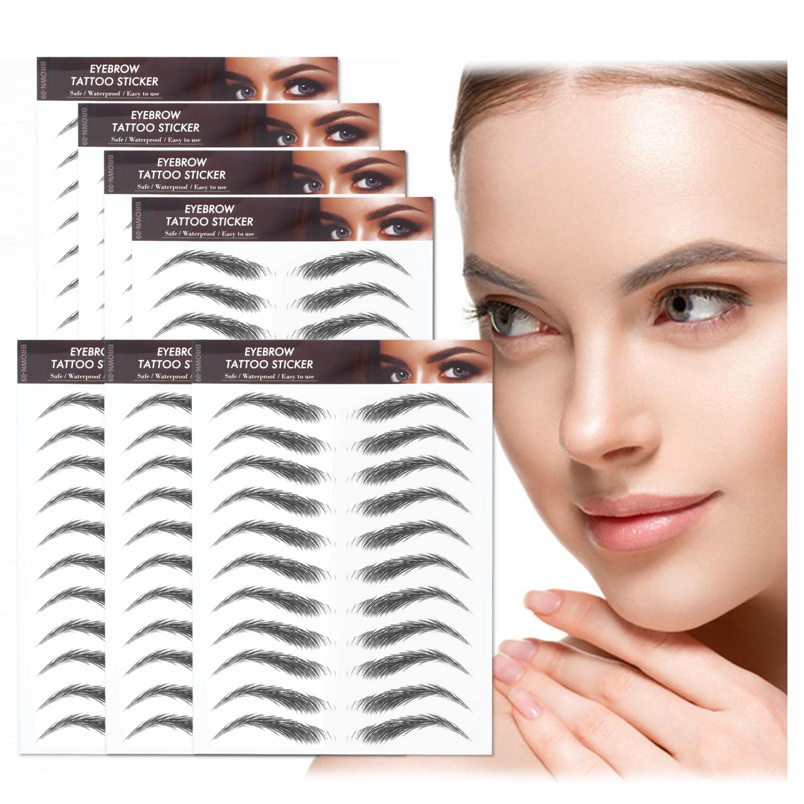 AWAVM 7Sheets/77Pairs 4D Hair-Like Tattoo Stickers Waterproof Natural Fake Eyebrow Stickers,Long Lasting Eyebrow Grooming Shaping Perfect for Women and Girls (Black-10) — image 1
