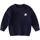 DAVE&BELLA Baby Knit Sweater, Toddler Girls Boys Crewneck Cashmere Sweater Long Sleeve Solid Pullover Spring Fall Kids Tops