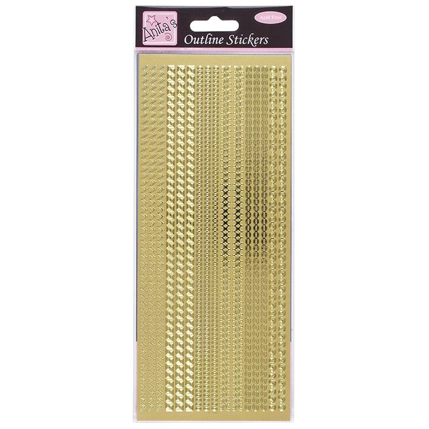 Anitas Outline Stickers, Multicoloured Borders, Gold, For Scrapbooking, Card Making, Kids Play, Homework, Art, Craft, Embelish, Decorative, Paper, Card, Glass, Metal, Plastic, Foam — image 1