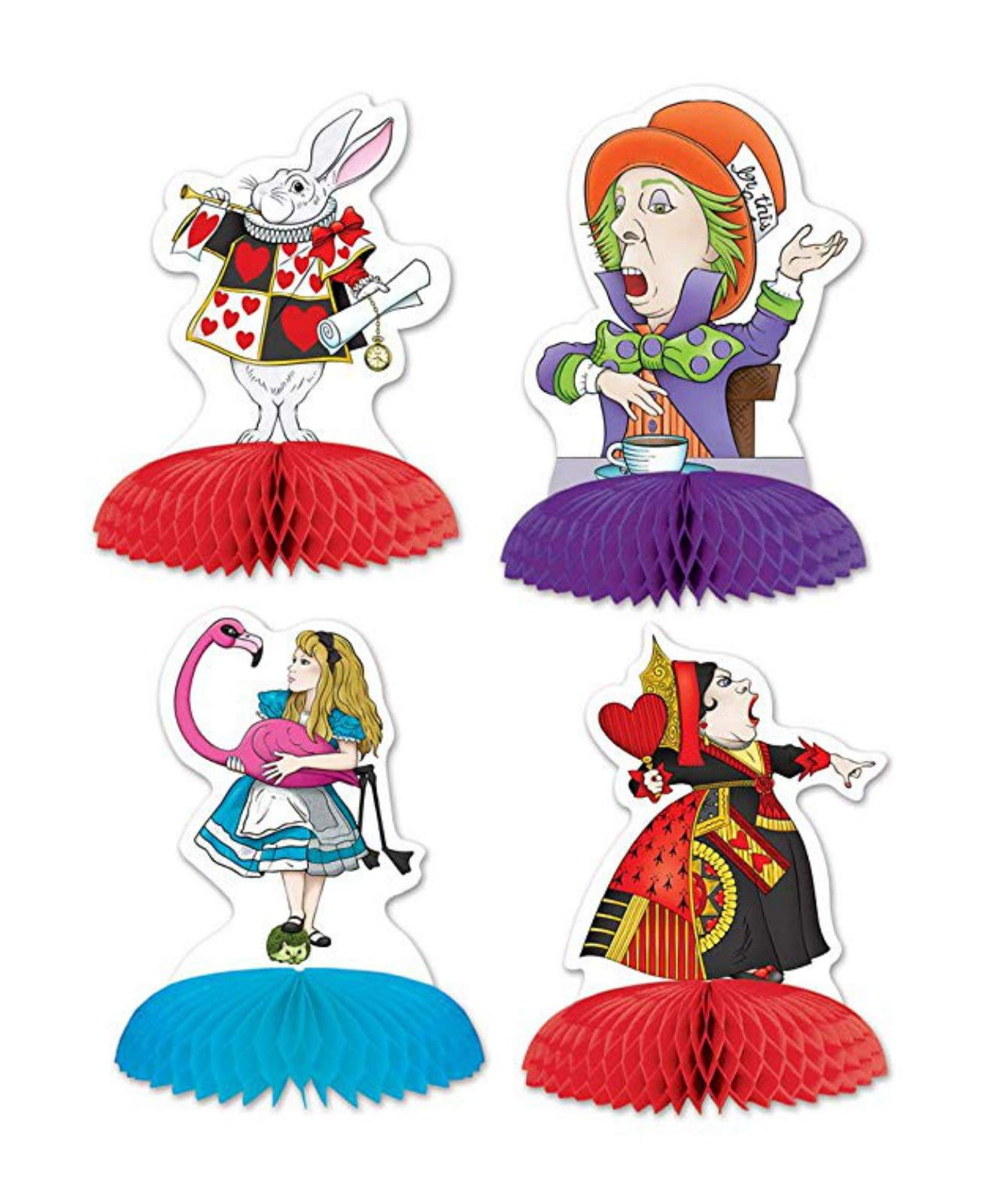 Beistle Pack of 4 Alice in Wonderland Mini Centerpieces - Party Decorations