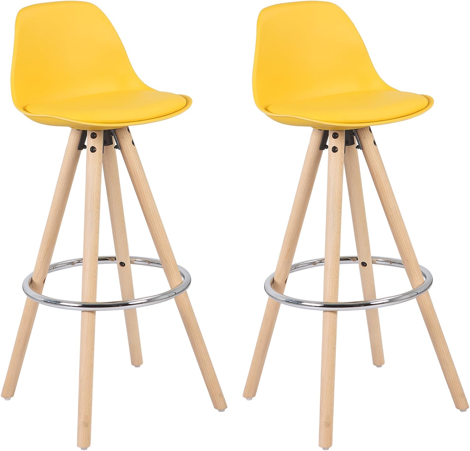 WOLTU Bar Stools Set of 2 pcs Barstools Yellow Breakfast Kitchen