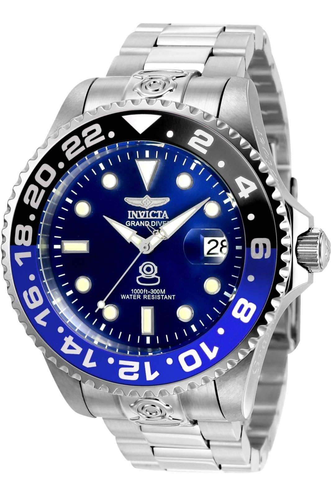 Invicta Grand Diver 21865 Men's Watch - Waterproof - Analogue - Automatic Movement - stainless steel with blue dial - 47mm