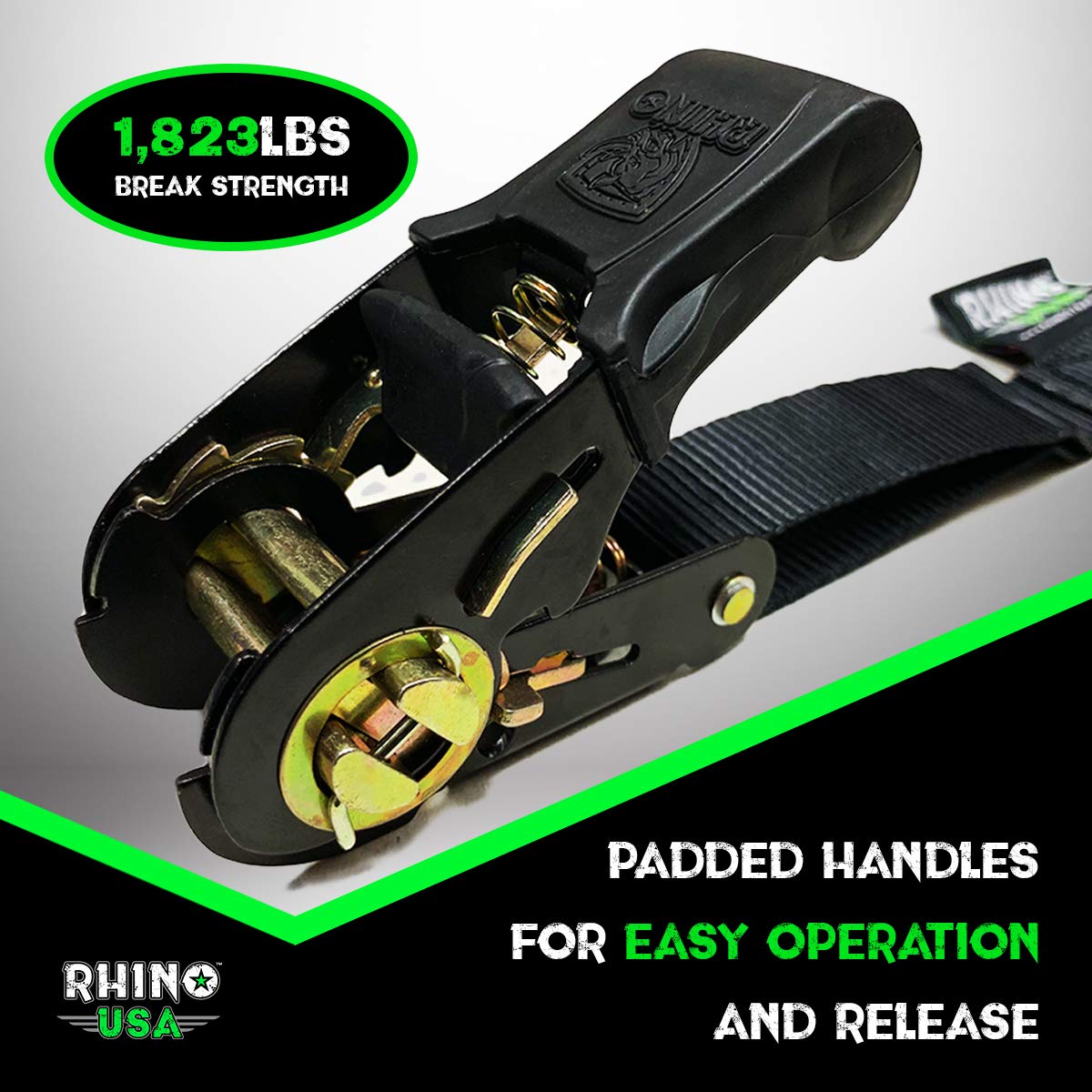 RHINO USA Ratchet Straps (4PK) 1,823lb Guaranteed Max Break Strength