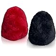 JOUNJIP Dual Wool Buffer Replacement Covers (Red & Black) - Handmade 100% Lambswool Polisher Bonnets - for 2.5 x 3.5 Inch Shoe Polisher Buffing Cones