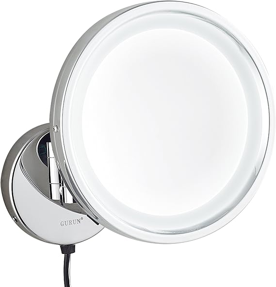 GuRun 10Inch Adjustable LED Lighted Wall Mount Makeup Mirror with 10x