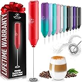 Zulay FrothMate Powerful Milk Frother for Coffee - Portable & Compact Handheld Foam Maker for Lattes, Cappuccinos, Matcha, Hot Chocolate - Milk Foamer Frother - No Stand Electric Whisk (Red)