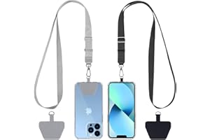 CACOE Phone Lanyard 2 Pack-2× Adjustable Neck Strap,2× Phone Patches,Universal Cell Phone Multifuctional Patch Lanyards Compatible with Most Smartphones(Black+Gray)