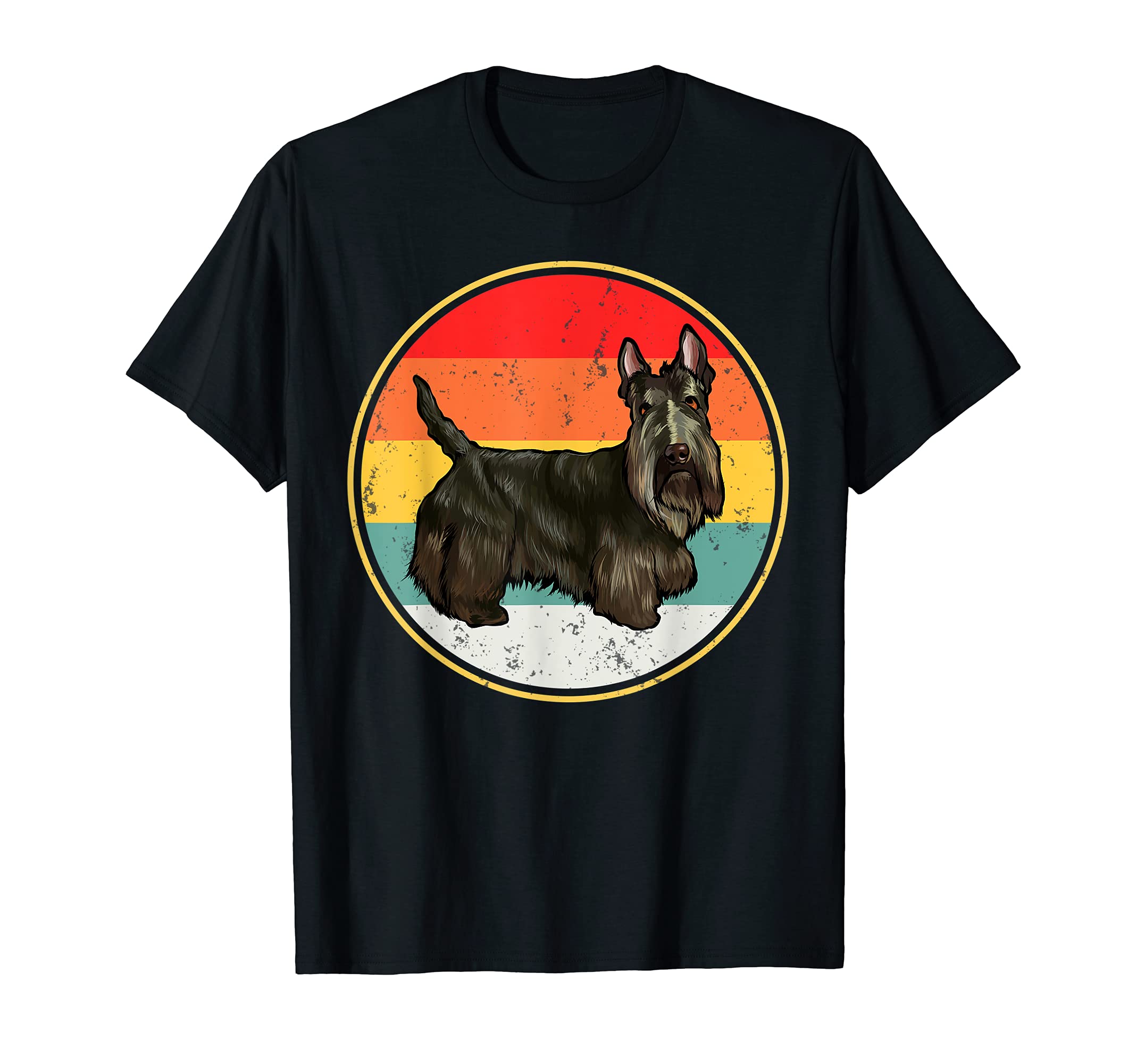 Vintage Retro Sunset Scottish Terrier Dog T-Shirt