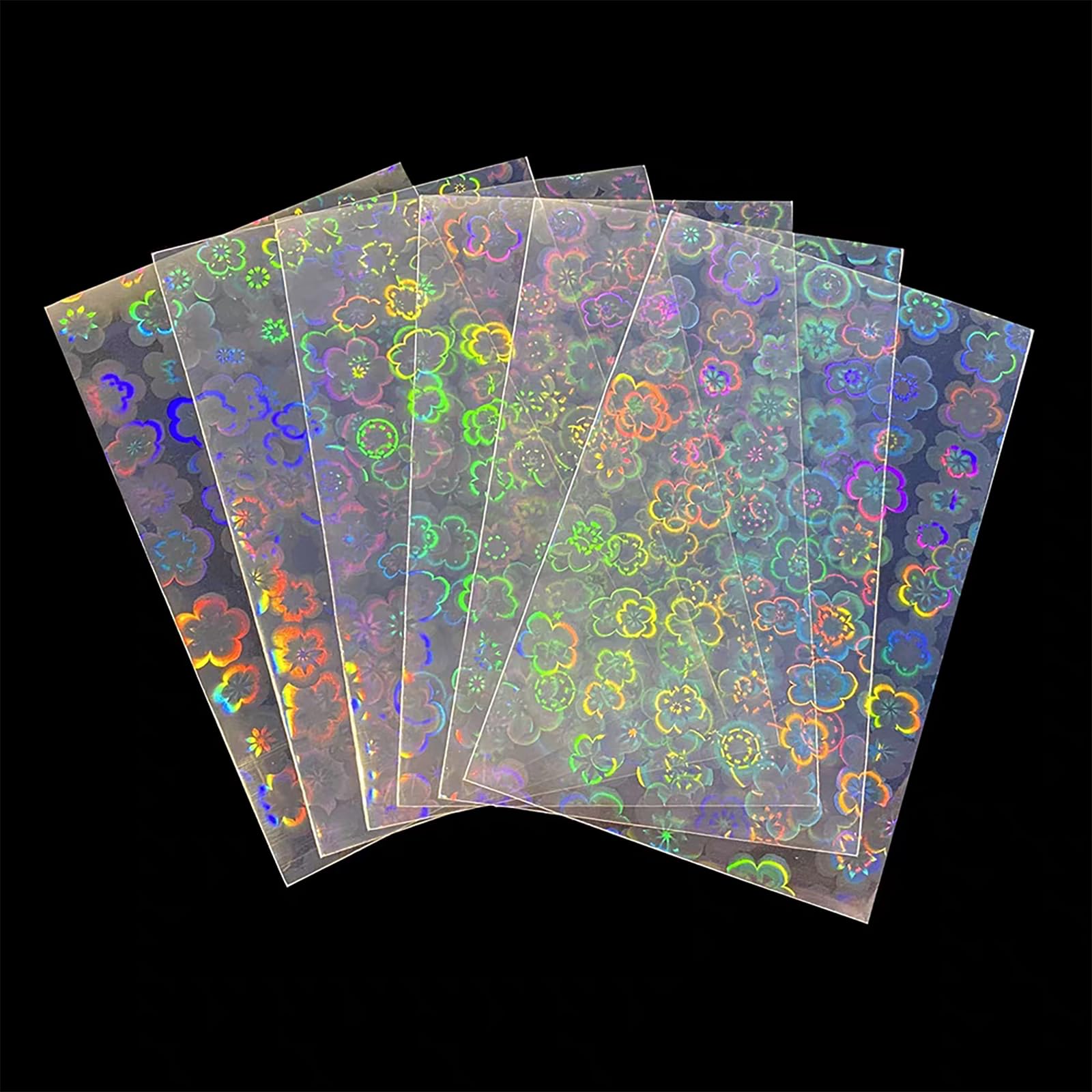 Photo 1 of 100 PCS Top Loading Sakura Patterned Holographic Card Sleeves, Colorful Transparent Card Protector for Kpop/Idol/TCG/CCG Standard Sized/Japanese Sized Cards Cover (61×88mm)