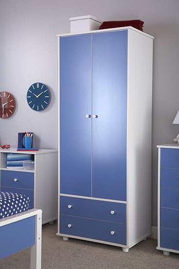 Amazon.de: Home Source Jungen hoch blau weiß Kleiderschrank mit 2
