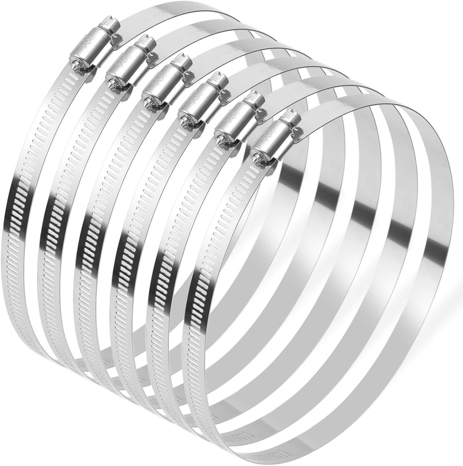 Selizo 304 Stainless Hose Clamp Kit, 6 Pack Clamp Hose Duct Clamp Worm Gear Adjustable 141-165mm (6 Inches) …